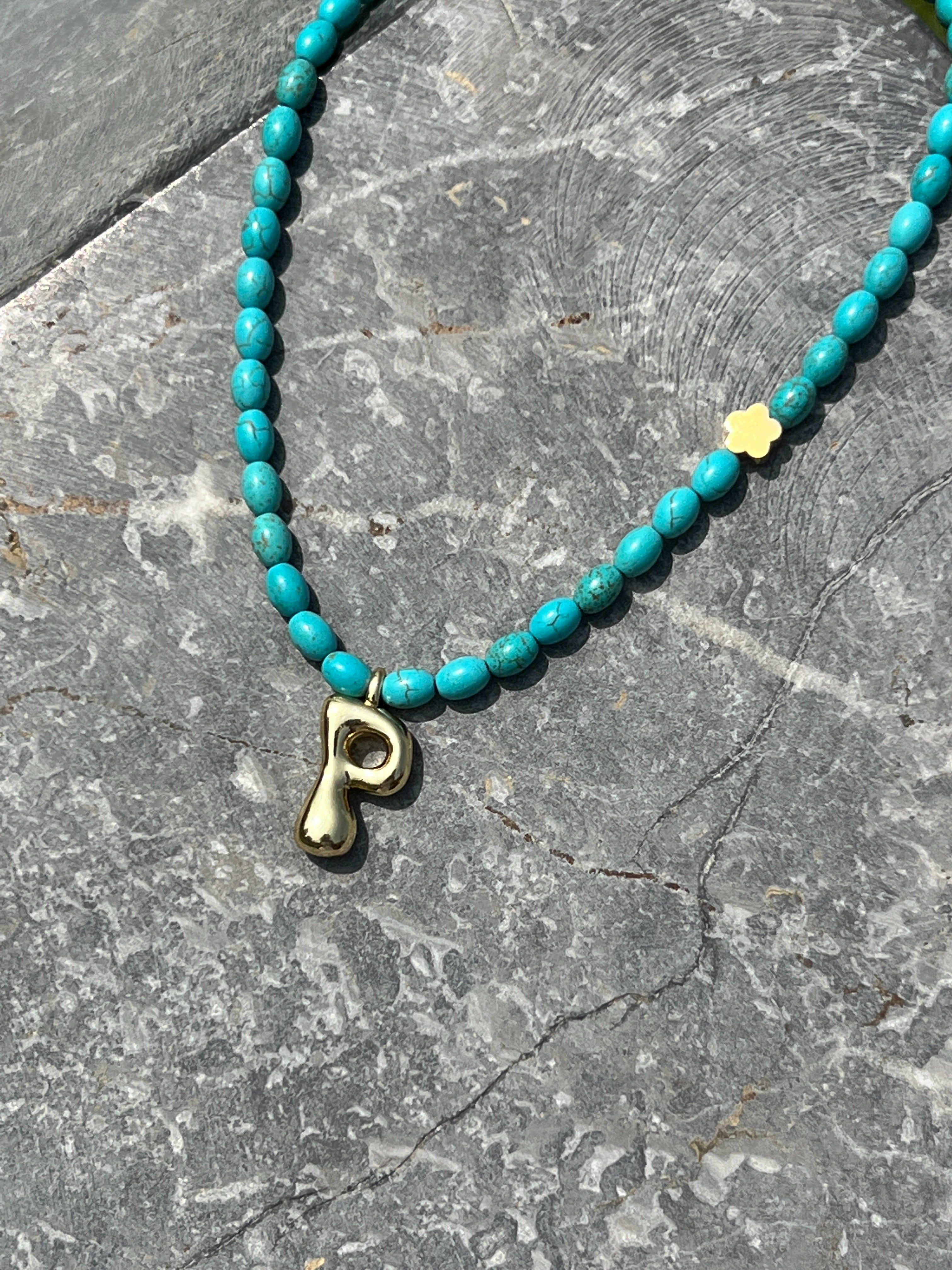 Initial Necklace - Turquoise