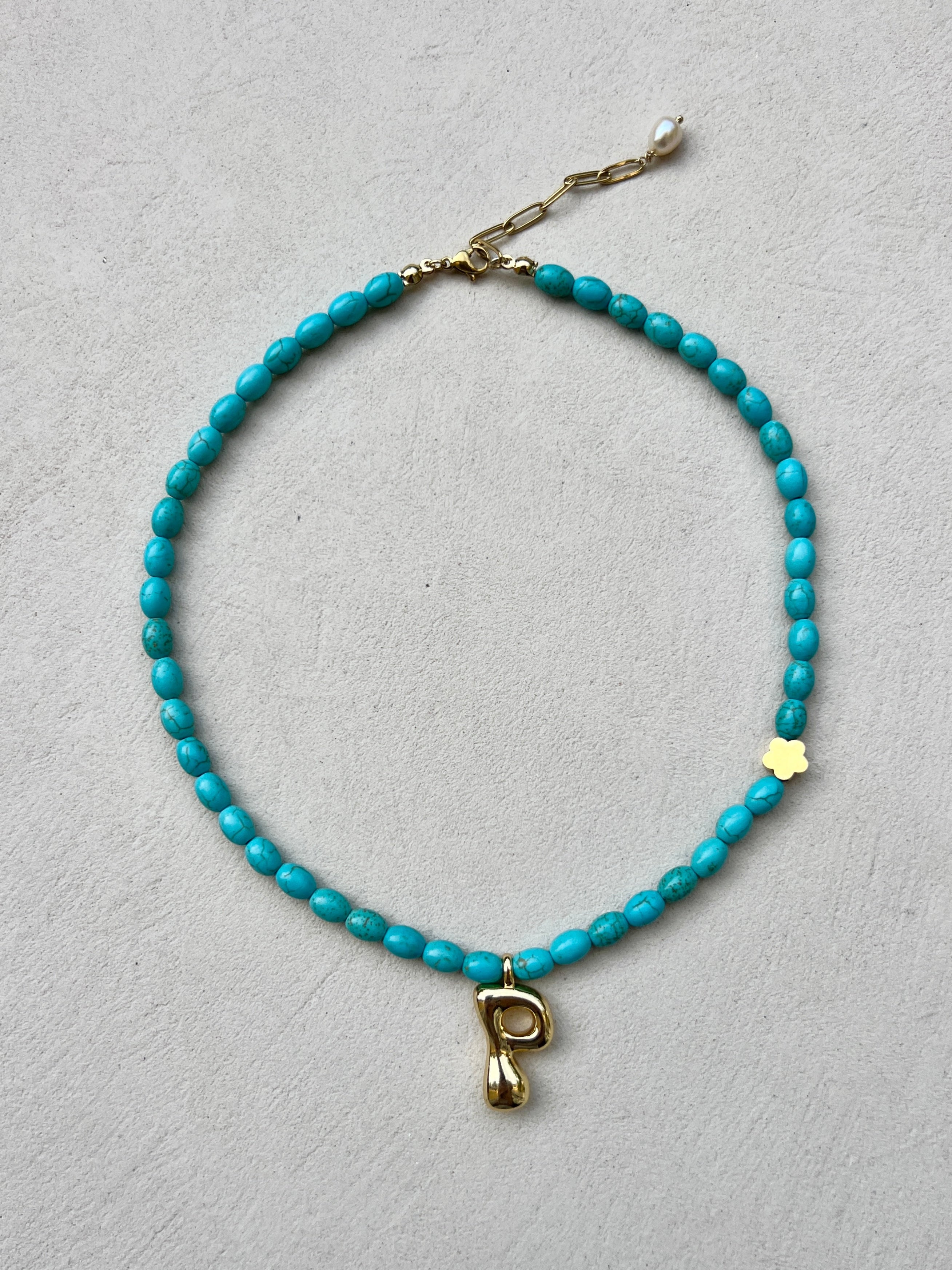 Initial Necklace - Turquoise