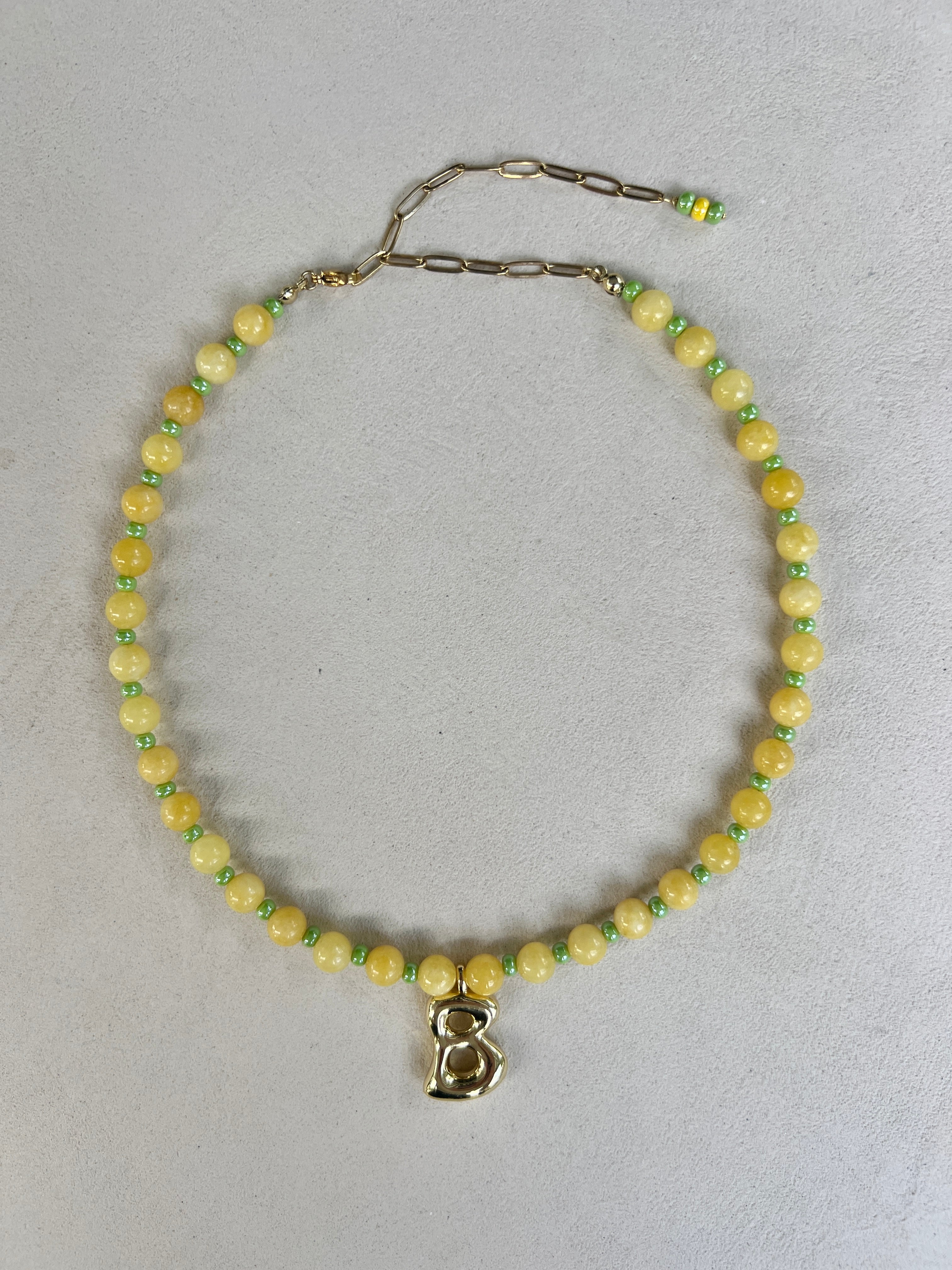 Initial Necklace - Lemon Agate