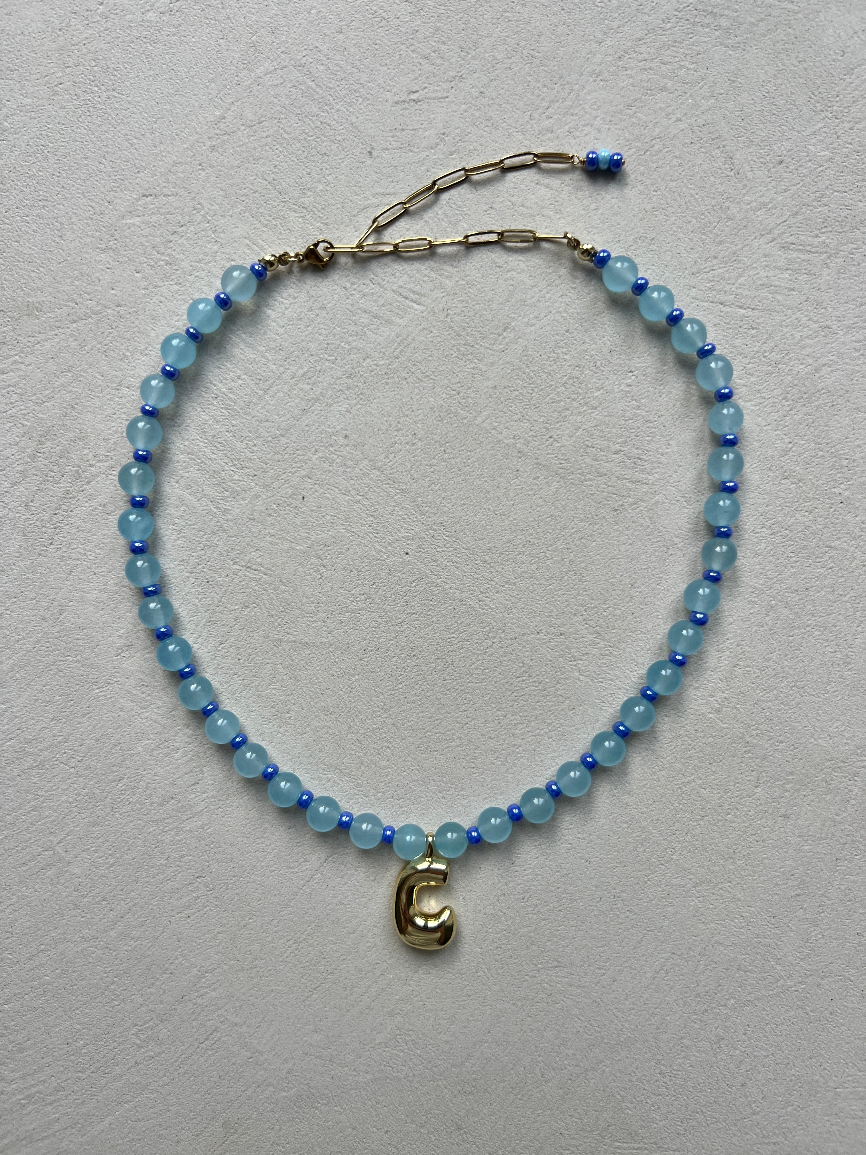 Initial Necklace - Sky Blue Jade