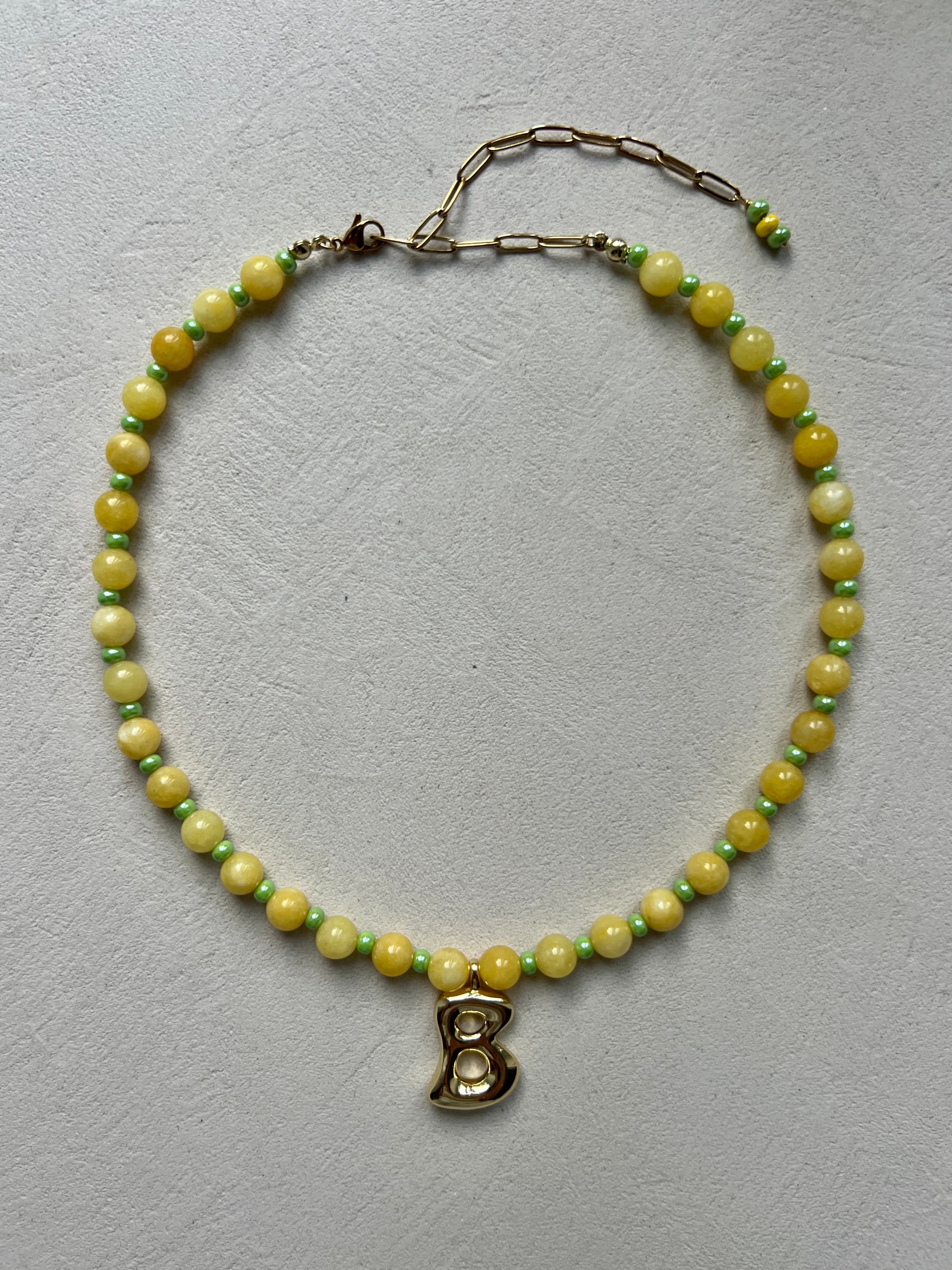 Initial Necklace - Lemon Agate