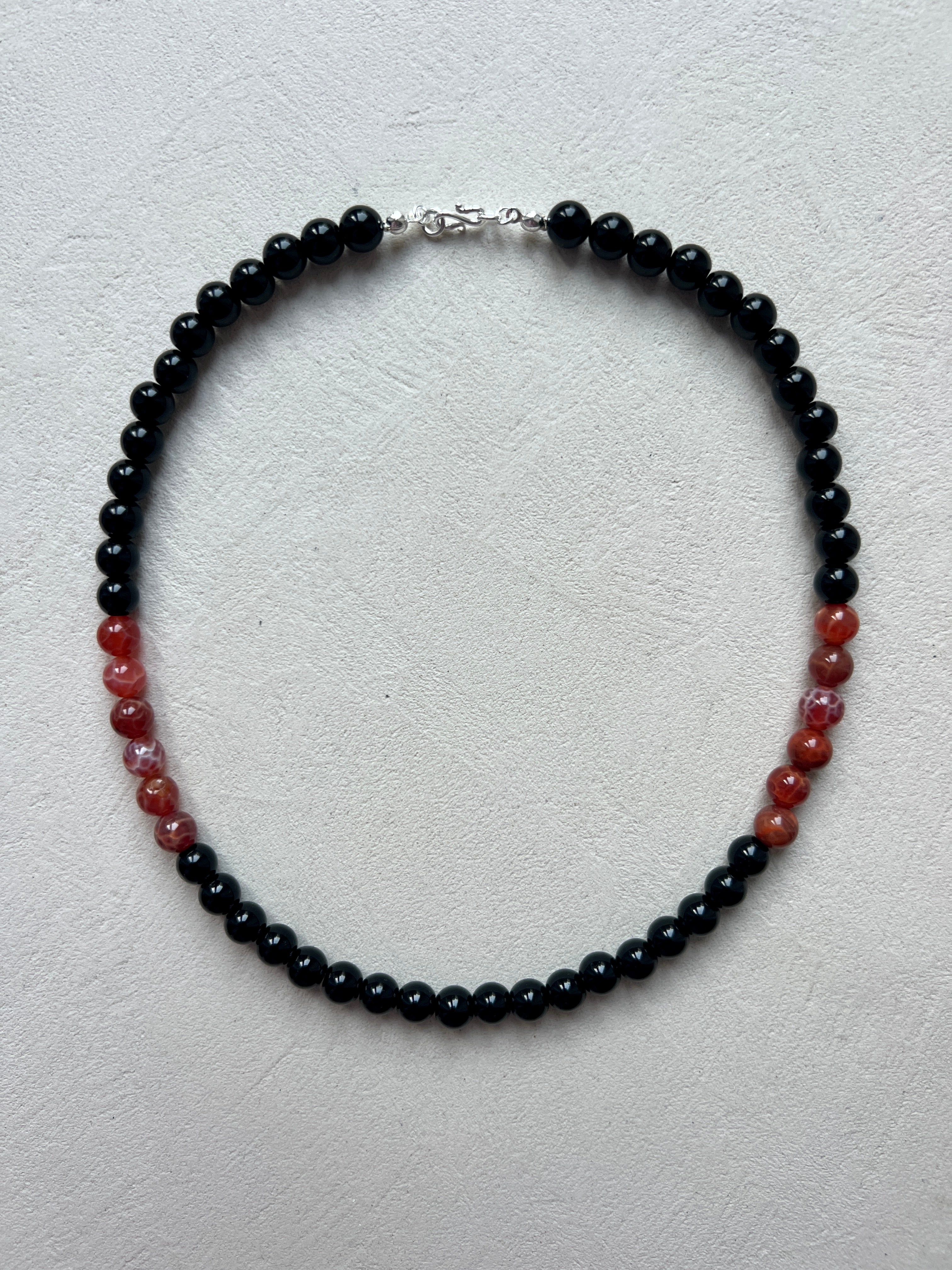 Black Onyx and Fire Agate Necklace