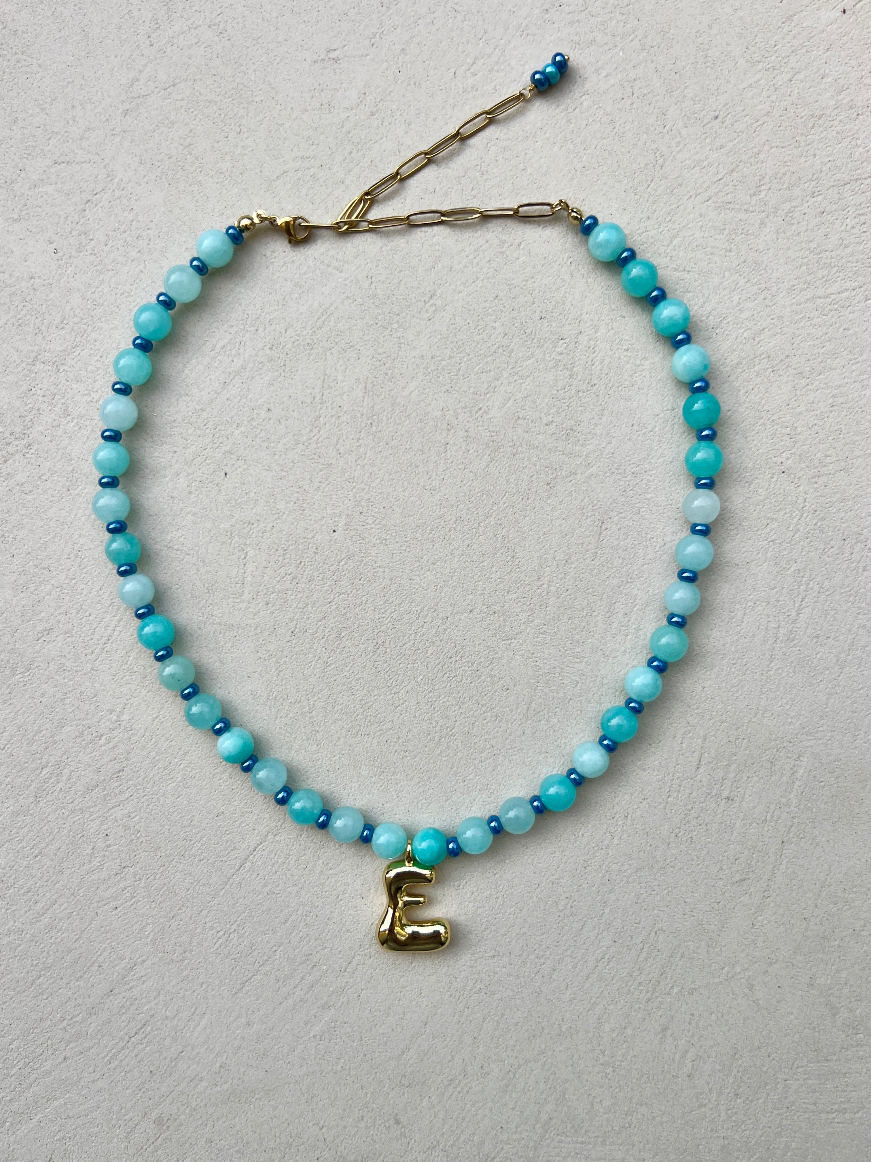 Initial Necklace - Aqua Jade
