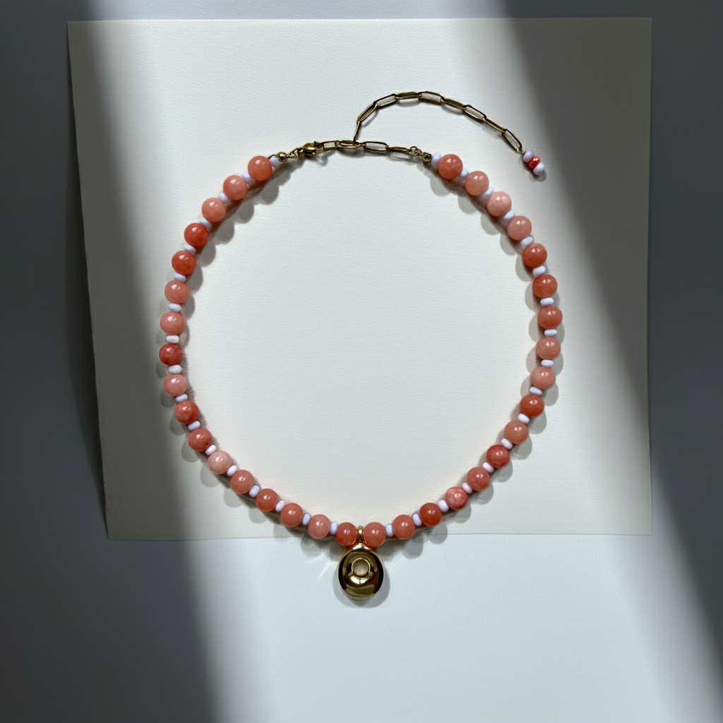 Initial Necklace - Sunset Agate